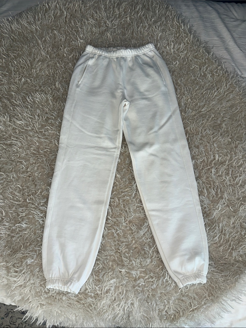 Champion White Elastic Cuffed Sweatpants